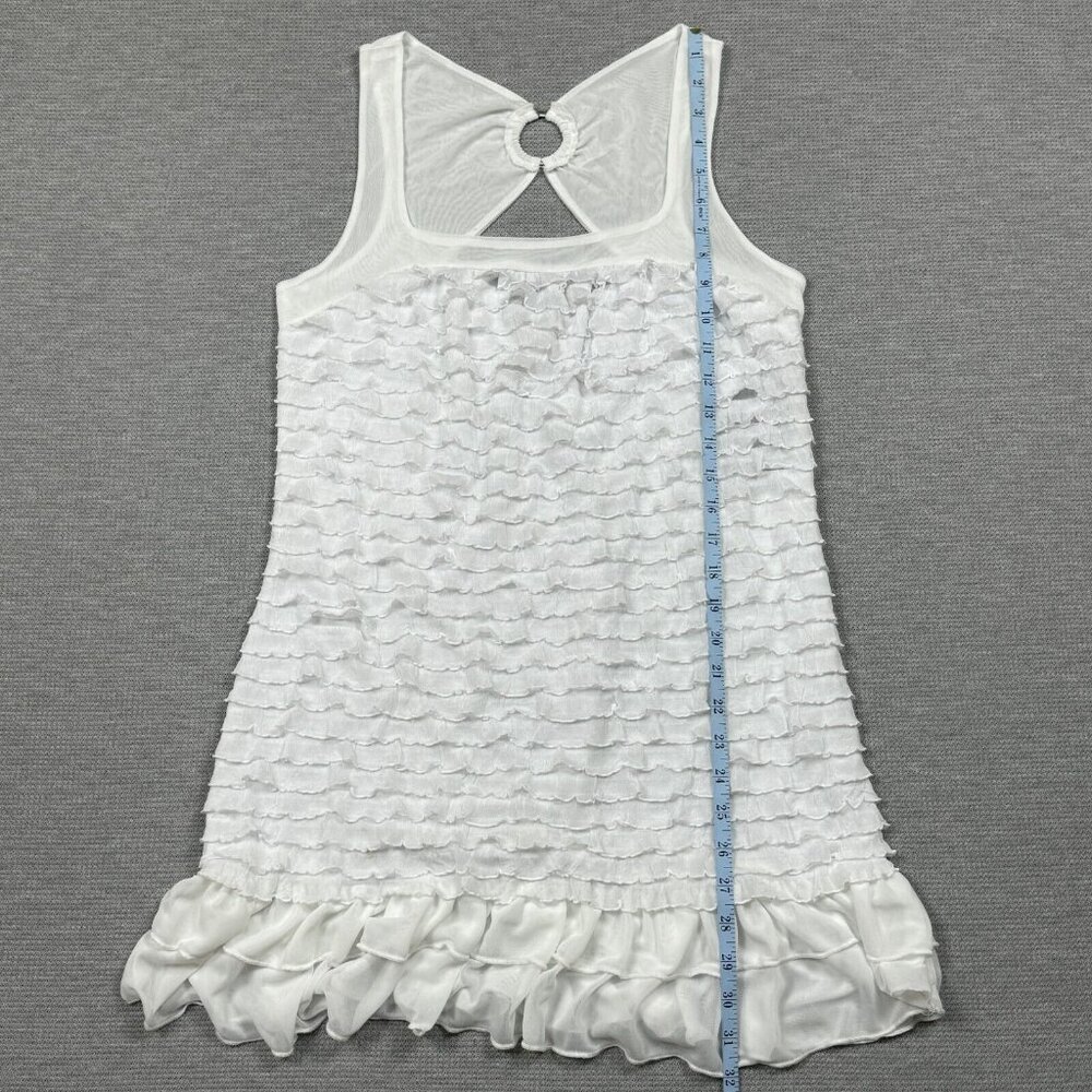 Volume One Sleeveless Mini Dress Womens XL White Ruffled Square Neck Keyhole NWT - Picture 12 of 14